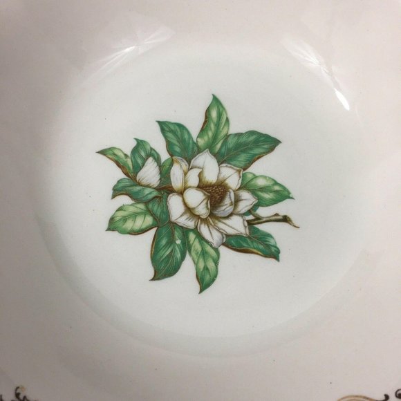 Stetson Serving Bowl Camille Pattern White Flower Gold Filigree 22 KT Gold VTG - Picture 3 of 8